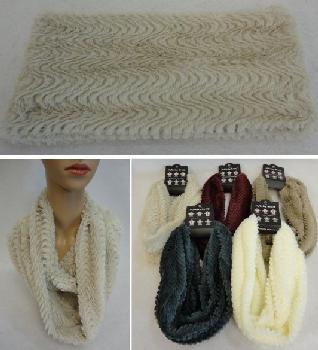 Plush Infinity Scarf [Wavy Line Pattern] Double Wrap